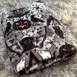 Celebrate It Halloween Blanket - Black, Gray, White, Orange